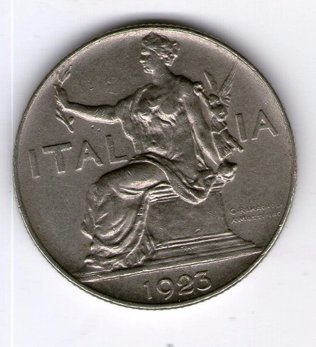 Italia Moneda 1 Lira 1923 Eb Km#62 - Argentvs