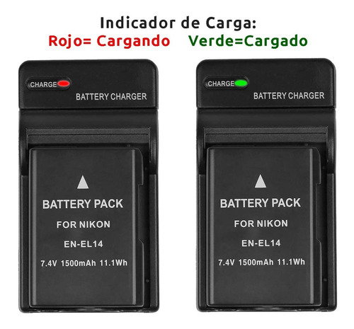 288 Cargador De Bateria En-el14 Niko D3100 D3200 D5100 D5200