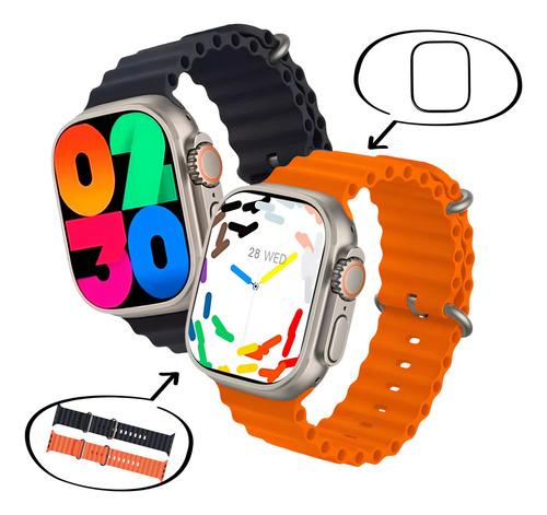 Relógio Smartwatch S9 Ultra Série 10 Nfc Gps 49mm+ Película E 2 Pulseiras