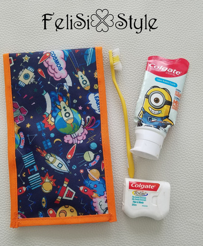 Unidad Estuche Higiene Bucal Cepillo Pasta Hilo Dental Viaje Azul Rosa