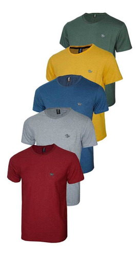 Imagem 1 de 6 de Conjunto Com 05 Camisetas Malha Pontilhada E Logo Metalizado