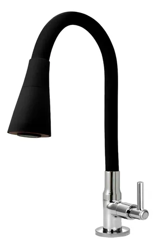 comprar Torneira Flexível para Cozinha Bica Alta Preto Fosco Giro 360° Jato Duplo Design Moderno e Instalação Fácil FC-04 Via Flix
