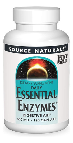 Enzimas essenciais da Source Naturals 500 mg 120 cápsulas, sabor sem sabor