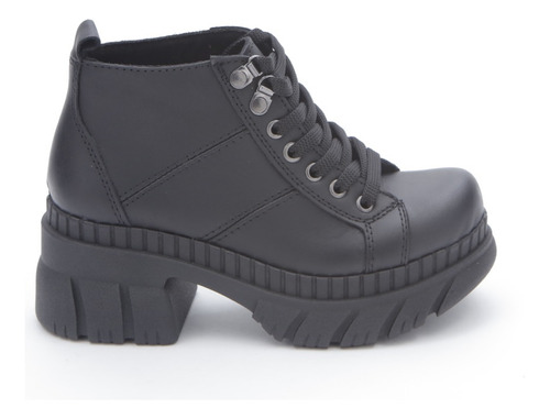 Borcego Savage Mosa 25 Negro Cuero Plataforma Moda De Mujer