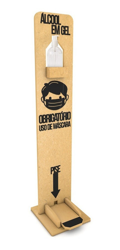 Dispenser Alcool Em Gel Para As Mãos Com Aviso Mascara Obri