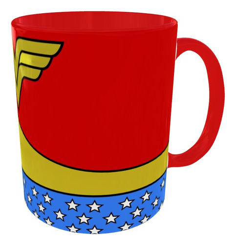 Mugs Wonder Woman Mujer Maravilla Pocillo Gamers Color Rojo