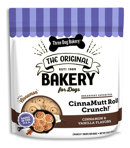 Three Dog Bakery, Cinnamutt Roll Crunch, Sabor A Canela 25oz