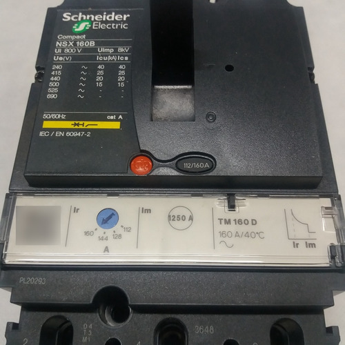 Disjuntor 3 X 160a 380v 25ka Lv430310 -nsx 160b Tm 160 D