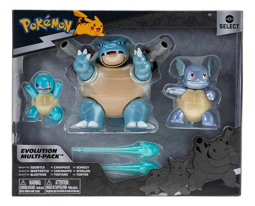 Pokemon - 3 Figuras - Squirtle, Wartortle E Blastoise 3289