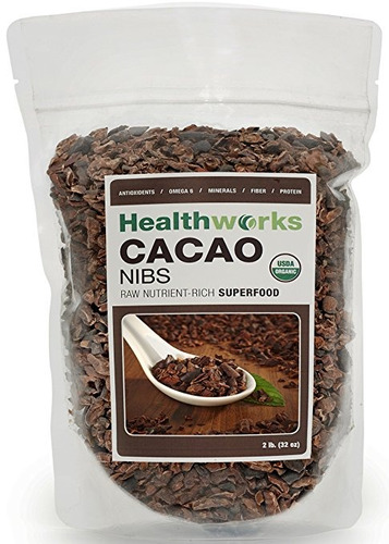 Healthworks Cacao Semillas Crudo Orgánico, 2 Libras