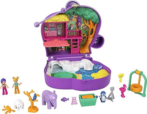 Polly Pocket Elephant Adventure Compact, Tema Animal Con Mu