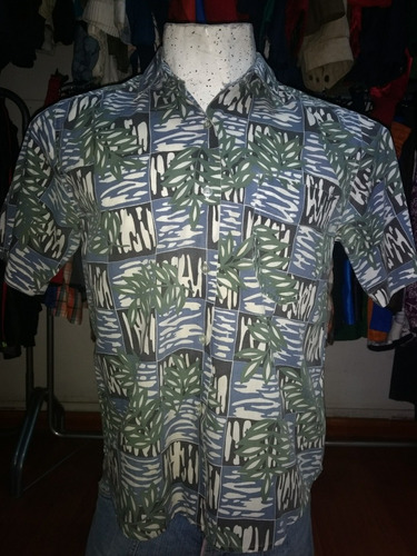 Camisa Tropical Hawaiana Gama Verde Hombre Talle M -40