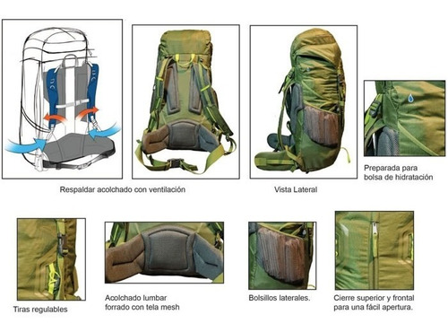 Imagen 2 de 5 de Mochila Bamboo Oslo 45l Camping Trekking Mochilero