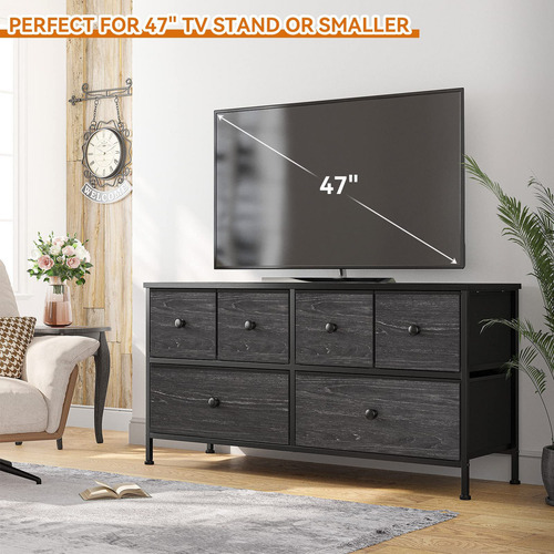 Mesa Para Tv Organizador Mueble Estante Con 6 Cajones Negro