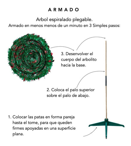 Imagen 6 de 10 de Arbol De Navidad Espiral Plegable 1,80 Mts Con Luz Led