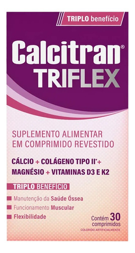 Calcitran Triflex Colágeno Tipo Ii 30 Comprimidos Sem Sabor Sem Sabor