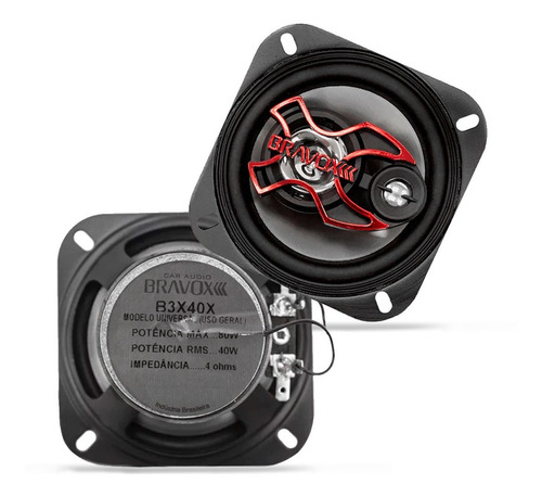 Par Alto Falante Bravox 4 Pol 80w Rms Triaxial Linha X