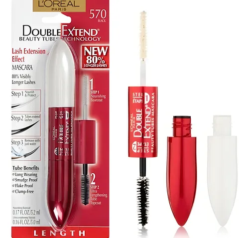 comprar Máscara para cílios L'Oréal Paris Double Extend Beauty Tubes 0.33 fl oz cor blackest black 1 unidade