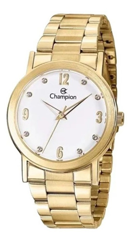 Relógio Champion Feminino Cn29025w Banhado Ouro C/semi Joia 
