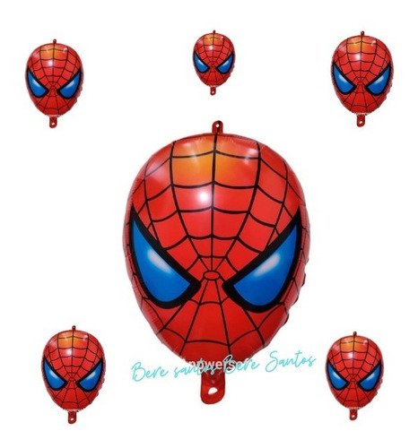 6 Pz Globos De Spiderman Cabeza (hombre Araña) Fiestas Cumpl