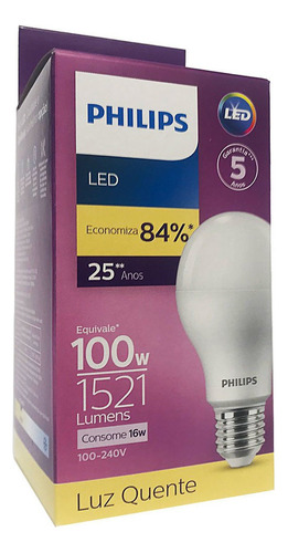 9 Lâmpadas Led Philips Bulbo 16w 1521lm Bivo Equivale 100w Luz Branco-quente