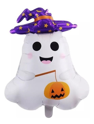 Globo Metalizado Halloween Fantasma Grande 47cm X 65cm