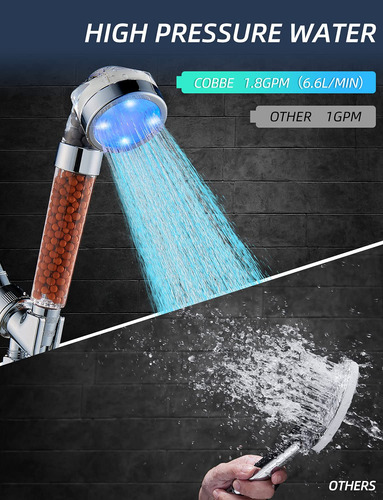 Juego De Cabezal De Ducha Led Alta Presión 7 Colores Filtros