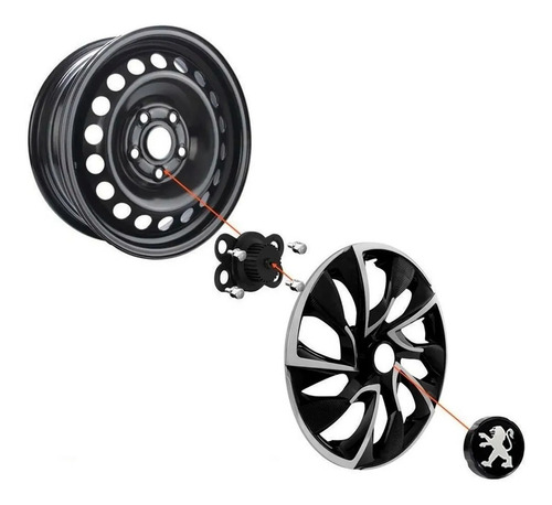 Imagen 2 de 3 de Juego De 4 Tasas Fosca Nitro Peugeot 206 207 - 2004 2005