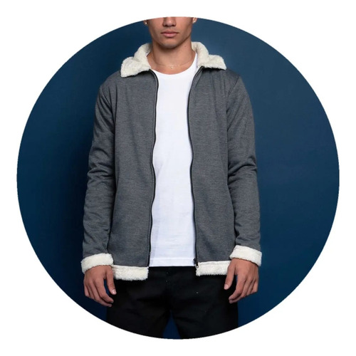 Campera Gris Forrada En Piel Abrigada Y Liviana Hombre