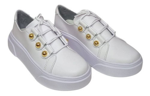 Tenis Casuales Blancos Zapatilla Niña O Mujer Dama Lifestyle