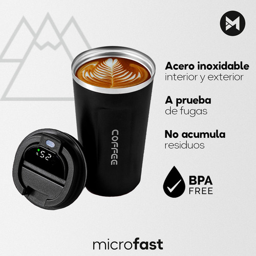 Imagen 5 de 9 de Vaso Térmico Acero Inox Anti Vuelco Display Frío Calor 510ml
