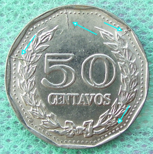 Error !! Moneda Colombia 50 C 1972 5 Nice Die  Cracks