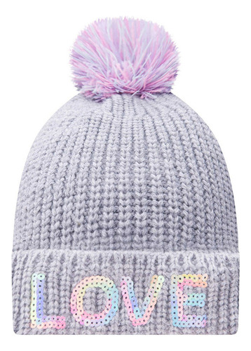 Gorro Infantil Menina Kukiê Pompom Love Tricot Cinza 68145