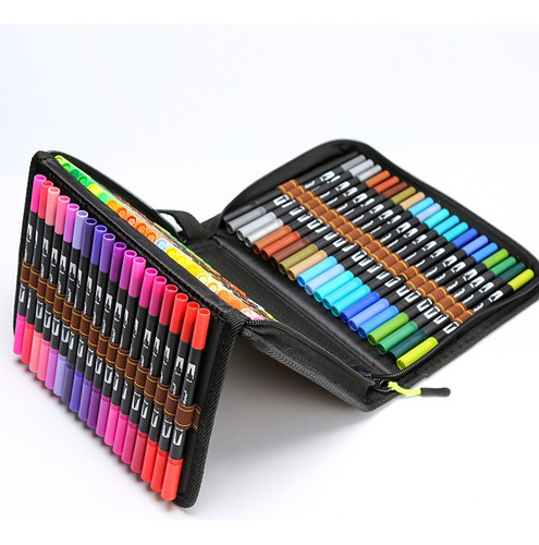 Kit Livro De Colorir + Canetinhas 100 Cores Ponta Dupla