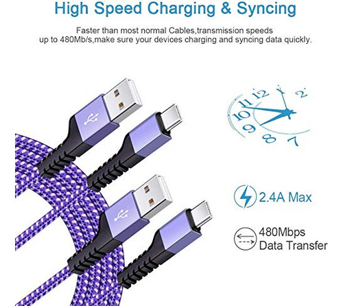 Cargador De Teléfono Usb C, Paquete De 3 Unidades, Usb Rápid
