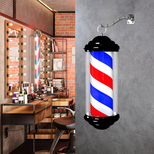 Barber Pole Light Peluquería Barber Franja Blanca Azul Roja