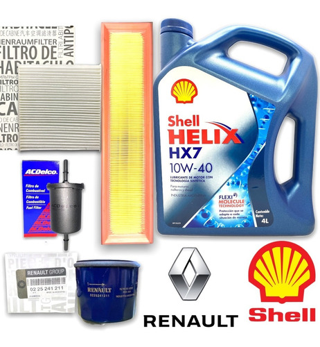 Kit Service Aceite Shell Hx7 + 4 Filtro Renault Clio 1.2 16v