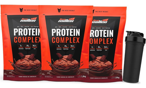 3x Protein Complex - 1800g Cada Refil - New Millen Sabor Chocolate