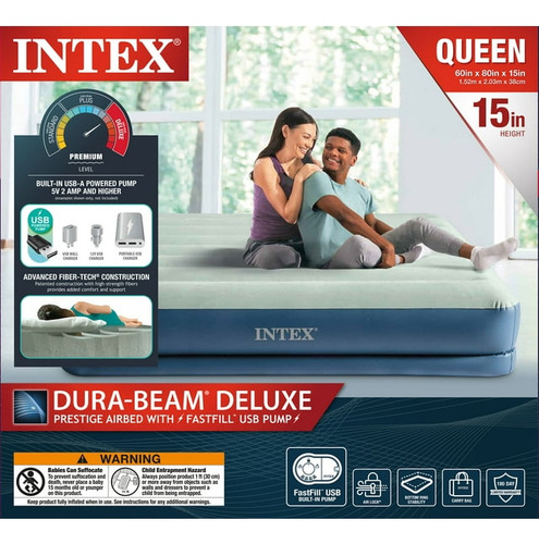 Colchón De Aire Intex Prestige De 15 Pulgadas Con Bomba Alim