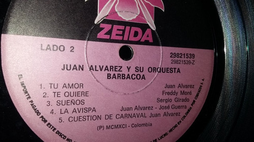 Juan Alvarez Y Su Orquesta Barbacoa Lp Vinilo Salsa