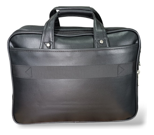 Pasta Executiva Em Nylon Preto Com Alça De Couro, Compatível Com Notebooks Até 17 , 4 Compartimentos Internos, 3 Bolsos, Alça De Ombro Ajustável