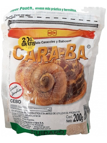 Hortal Cara-ba En Polvo Caracoles Y Babosas 200 Gramos