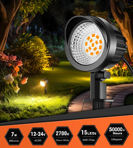 Luces Led De Paisaje 7 W 12/24 V Ip66 Blancas Cálidas Paquet