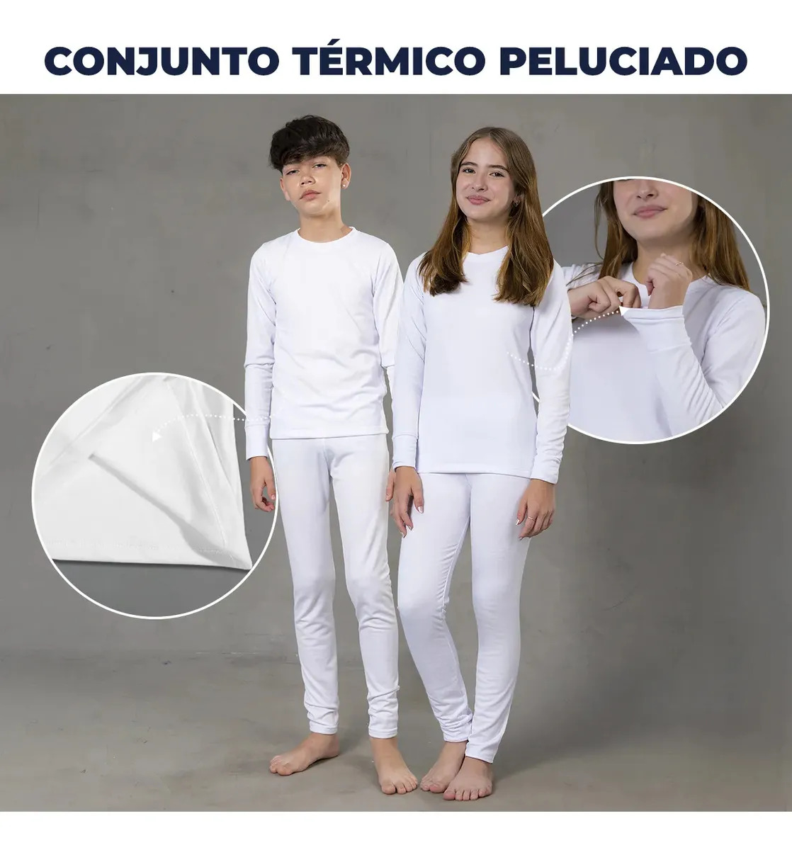 Conjunto Térmico Peluciado Infantil Flanelado Unissex Quente 10 Branco
