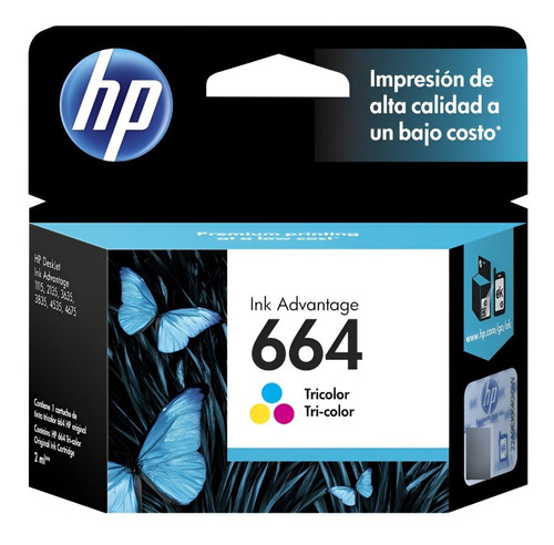 Tinta Original Hp 664 Tricolor Modelo F6v28al Incluye Iva 