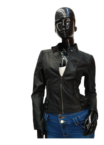 Imagen 4 de 10 de Chamarra Vinipiel Biker Dama