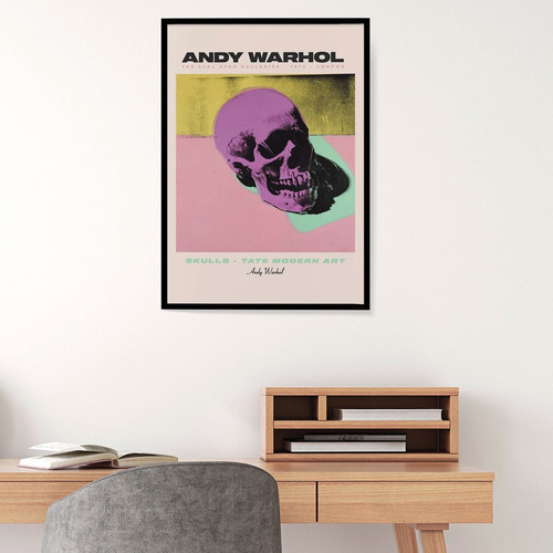 Andy Warhol Skull Calavera Gothic Cuadro Con Marco De Madera Color Negro