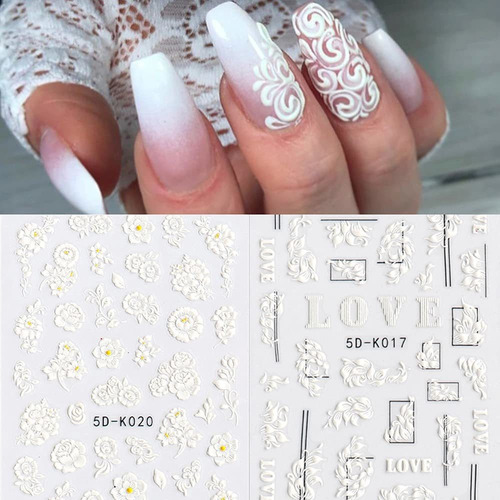 3 Hojas 5d Estampado Estereoscópico Pegatinas Arte De Uñas