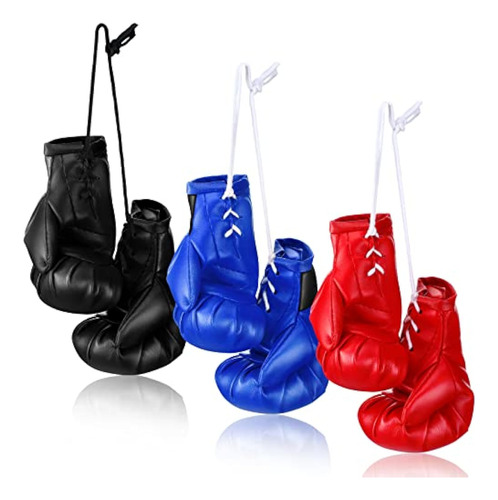 3 Pairs Mini Boxing Gloves For Car Mirror Christmas Ornament