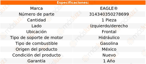 1) Soporte Motor Del Izq/der Bmw 320i 2.2l 6 Cil 00/05 Eagle